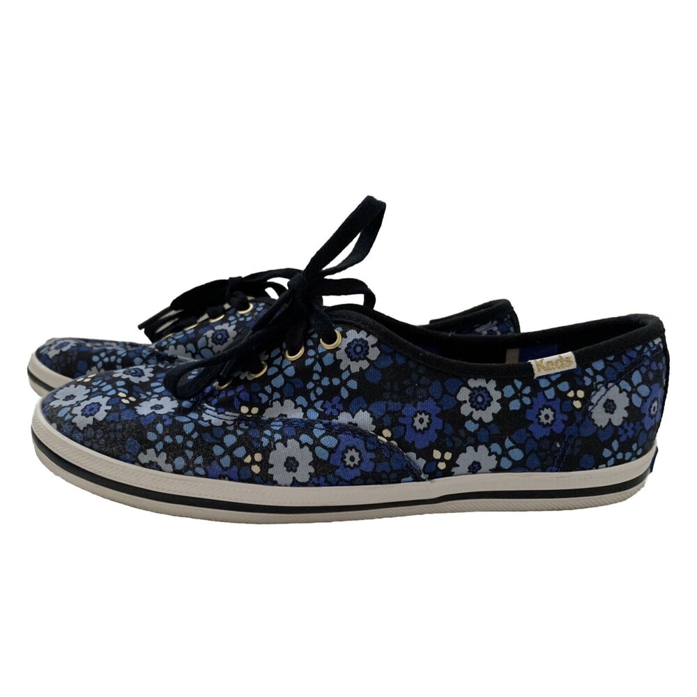 Keds X Kate Spade Blue Ditsy Floral Canvas Low Top Sneakers Sz 6.5